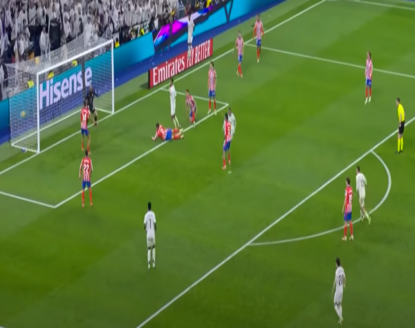 Real Madrid vs Atletico Madrid Mbappe scored a goal.