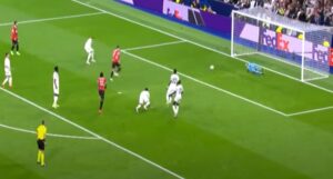 Real Madrid vs AC Milan game, Morato scores a goal.